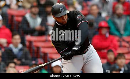 Miami Marlins' Jesus Aguilar plays during the seventh inning of a baseball  game, Tuesday, Aug. 9, 2022, in Philadelphia. (AP Photo/Matt Rourke Stock  Photo - Alamy