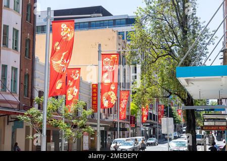 Chinese lunar New Year of the rabbit celebrated in Sydney chinatown district, in Sydney city centre,NSW,Australia Stock Photo