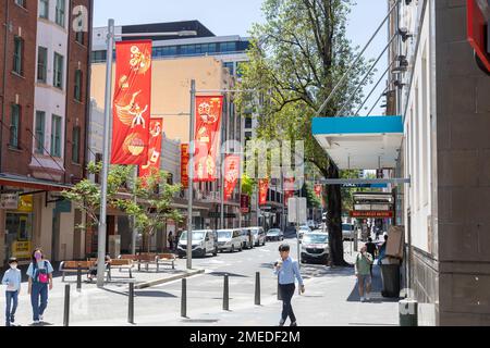 Chinese lunar New Year of the rabbit celebrated in Sydney chinatown district, in Sydney city centre,NSW,Australia Stock Photo