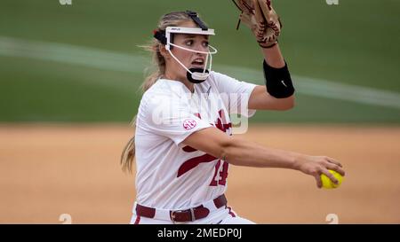 Alabama pitcher Montana Fouts (14) during an NCAA softball game on ...