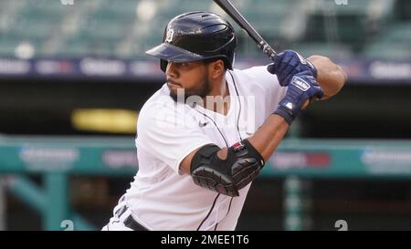 Detroit Tigers' Jeimer Candelario plays during a baseball game, Tuesday,  April 12, 2022, in Detroit. (AP Photo/Carlos Osorio Stock Photo - Alamy