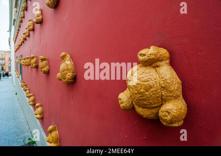 close-up view, Salvador Dali loaf of bread on the wall, Dalí Theatre-Museum, Figueres, Catalonia, Spain Stock Photo