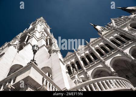 Hungarian Parliament Building low angle view Stock Photo