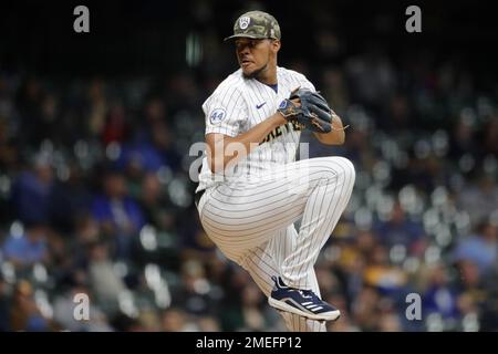 This is a 2021 photo of Angel Perdomo of the Milwaukee Brewers baseball  team. This image reflects the Milwaukee Brewers active roster as of  Wednesday, Feb. 24, 2021 when this image was