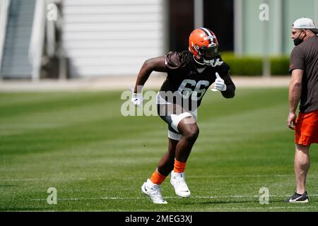 Cleveland Browns offensive tackle James Hudson (66) walks off the field  after an NFL football game against the Cincinnati Bengals, Sunday, Nov. 7,  2021, in Cincinnati. (AP Photo/Emilee Chinn Stock Photo - Alamy