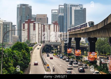 January 13, 2023: scenery near Bangsar LRT and railway station, a residential suburb on the outskirts of Kuala Lumpur in Malaysia. Its earliest settle Stock Photo