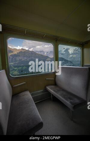 Train from inside with view of the landscape Stock Photo