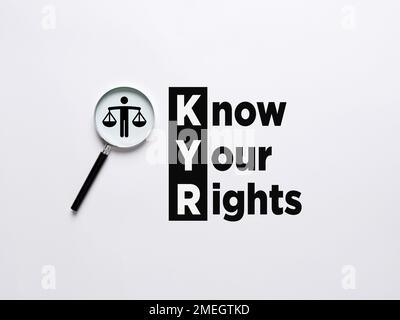 Commitment to justice. Personal or legal rights and freedom. Justice in education, business or social life. Magnifier magnifies the justice symbol wit Stock Photo