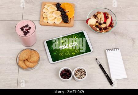 Healthy Tablet Pc compostion, immune system boost concept Stock Photo