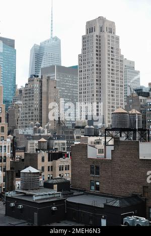 High rise buildings and city scape in New York, near 9th Avenue Stock Photo