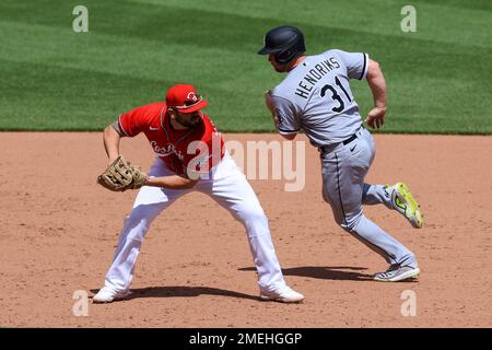 Cincinnati Reds' Mike Moustakas bats during a baseball game against the  Milwaukee Brewers in Cincinnati, Wednesday, May 11, 2022. The Reds won  14-11. (AP Photo/Aaron Doster Stock Photo - Alamy