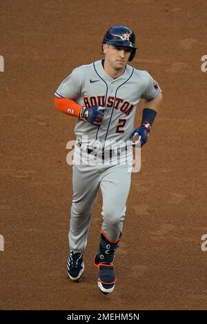 Houston Astros' Alex Bregman runs up the first base line against the Miami  Marlins during the fourth inning of a baseball game Saturday, June 11,  2022, in Houston. (AP Photo/David J. Phillip