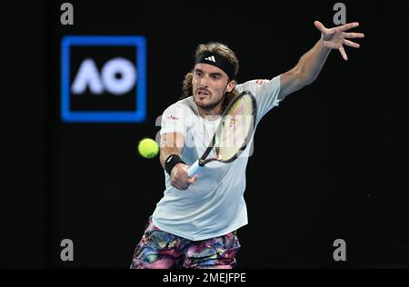 Jiri Lehecka Of Czech Republic Returns To Stefanos Tsitsipas Of Greece ...