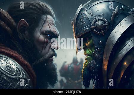 Army of Orcs. Fantasy orc illustration. Goblin with ax drawing Stock ...