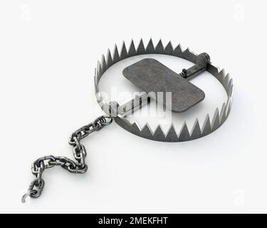 https://l450v.alamy.com/450v/2mekfht/an-open-metal-animal-hunting-trap-attached-to-the-ground-with-a-metal-chain-on-an-isolated-studio-background-3d-render-2mekfht.jpg