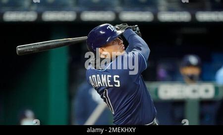 This is a 2021 photo of Willy Adames of the Tampa Bay Rays baseball team.  This image reflects the Tampa Bay Rays active roster as of Monday, Feb. 22,  2021 when this