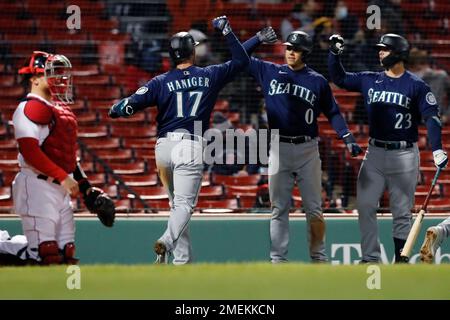 Seattle Mariners' Mitch Haniger during a baseball game against the Oakland  Athletics in Oakland, Calif., Friday, Aug. 19, 2022. (AP Photo/Jeff Chiu  Stock Photo - Alamy