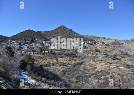 Jerome, AZ. U.S.A. May 18, 2018. A National Historical Landmark 1967, Jerome’s Cleopatra hill tunnel/open pit copper mining boom 1890s to bust 1950s. Stock Photo