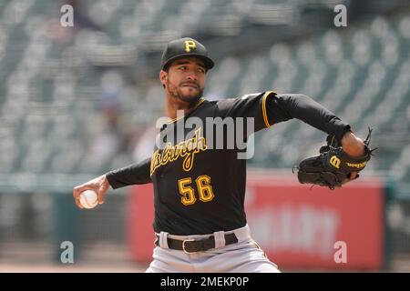 Pittsburgh Pirates relief pitcher Duane Underwood Jr., center, waits to ...