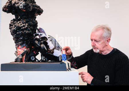 London, UK. 24th Jan, 2023. Scottish sculptor David Mach returns to London to showcase monumental pieces in his exhibition Heavy Metal, displayed with Pangolin London until 25th March 2023. Credit: Imageplotter/Alamy Live News Stock Photo