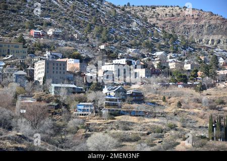 Jerome, AZ. U.S.A. May 18, 2018. A National Historical Landmark 1967, Jerome’s Cleopatra hill tunnel/open pit copper mining boom 1890s to bust 1950s. Stock Photo