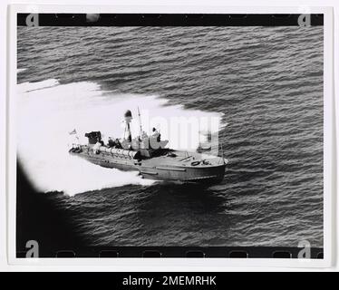 Photograph of Cuban Patrol Boat at Battle Stations Off Anguilla Island. Communist Cuban Naval PT boat at battle stations off Anguilla Island. Stock Photo