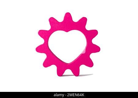 Red gear or cogwheel isolated on white background copy space, heart health, cardiac function, modern management, team, process or industry concept Stock Photo