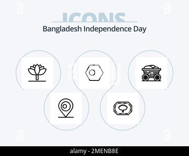 Bangladesh Independence Day Line Icon Pack 5 Icon Design. chat. bangla. bangla. world. bangladesh Stock Vector
