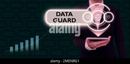 Writing displaying text Data Guard. Word Written on manage databases to survive disasters and data corruptions Stock Photo