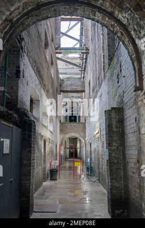 The interior basement level of the Glasgow School of Art's Mackintosh building in Glasgow, which was significantly damaged by fire on 15 June 2018. Picture date: Tuesday January 24, 2023. Stock Photo