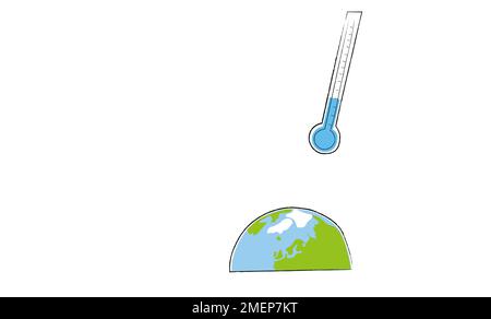 Snow flake, globe, thermometer Stock Photo