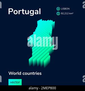 Isometric map of Europe with highlighted country Portugal 1838043