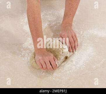 Artisan Rye Bread, kneading dough Stock Photo