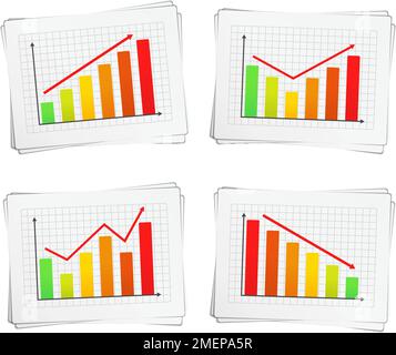 Different charts with arrows, vector eps10 illustration Stock Vector