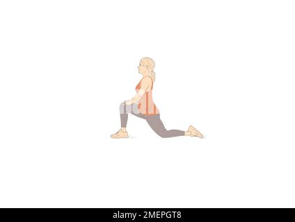 Natural Menopause; hand drawn illustration woman exercise Stock Photo