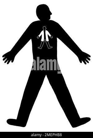 Human figure with a smaller figure of a doctor inside it Stock Photo