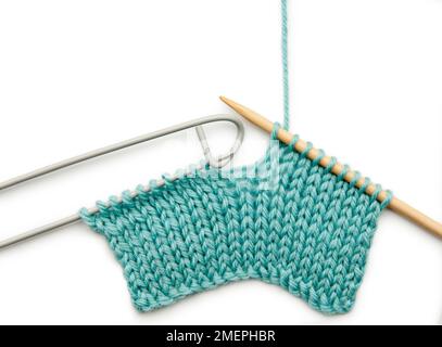 Example of vertical buttonhole knitting technique Stock Photo - Alamy