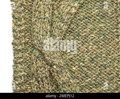 Cabled pure wool scarf, close-up Stock Photo