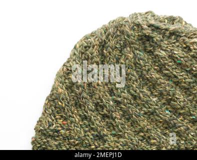 Cabled knitted hat, close-up Stock Photo