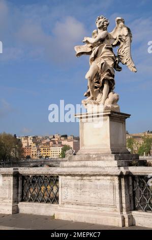 Italy, Lazio, Rome, Castel Sant'Angelo, Bernini's angels on Ponte Sant'Angelo Stock Photo