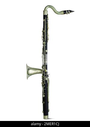 Bass clarinet in b flat, simple-system with chromatic extension, made by I. I. Shediva, Odessa, Ukraine, circa 1885 Stock Photo