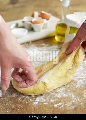 Kneading pasta dough Stock Photo
