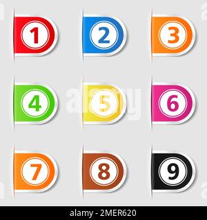 Set of tabs with numbers, vector eps10 illustration Stock Vector
