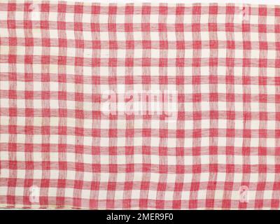 Red checked fabric background Stock Photo