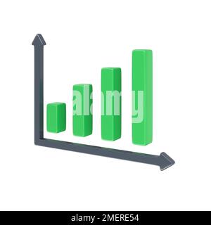 diagram graph growth green simple cartoon 3d rendering Stock Photo