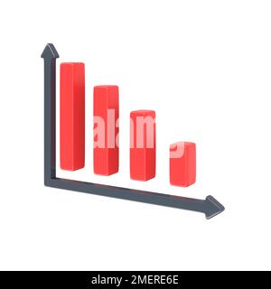 diagram graph decline red simple cartoon 3d rendering Stock Photo