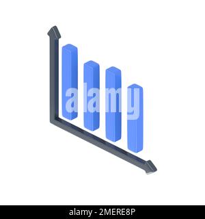 isometric diagram graph growth simple cartoon 3d rendering Stock Photo