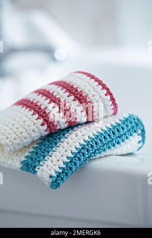 Crocheted washcloth Stock Photo