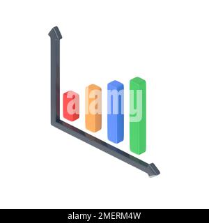 isometric diagram graph growth colorful simple cartoon 3d rendering Stock Photo