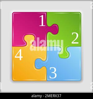 Square made of puzzle pieces with numbers, vector eps10 illustration Stock Vector